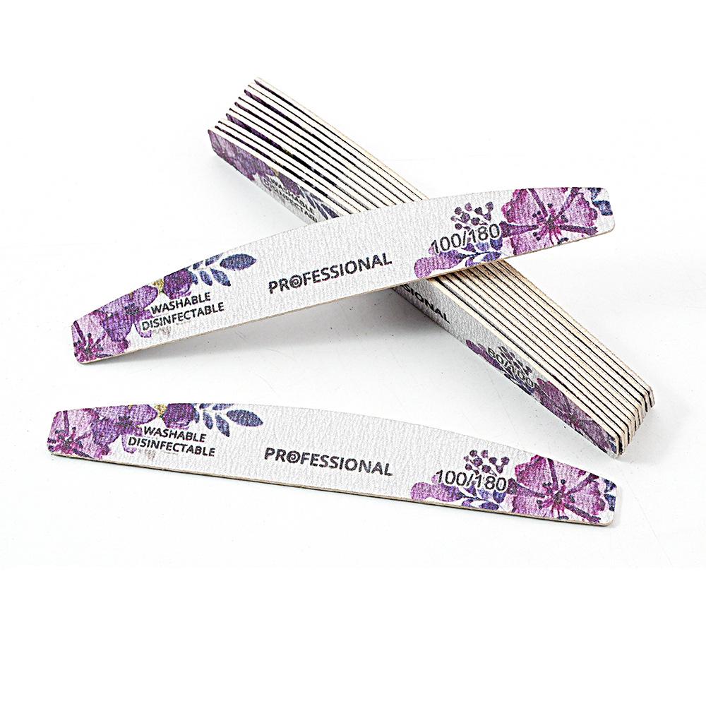 Available: Gray Professional Wood Nail File with Rose Design - Thin, Washable, for Shaping and Polishing Nails