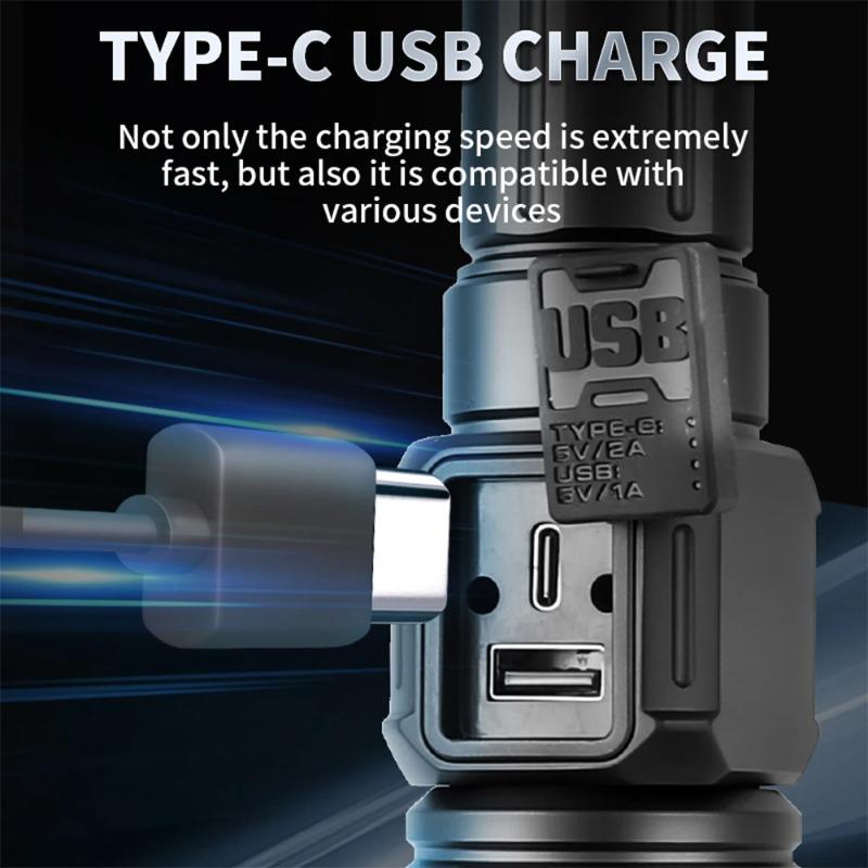 8 Lighting Modes Long-range Lighting Torch High Power LED Flashlight Powerful COB Side Light Lantern USB Rechargeable Camping Lamp Waterproof