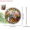 Wooden Sign with Blooming Flowers Pattern - Charming Round Ornament for Front Door, Wall, Yard Hanging Decor - Ideal Gift for Friend