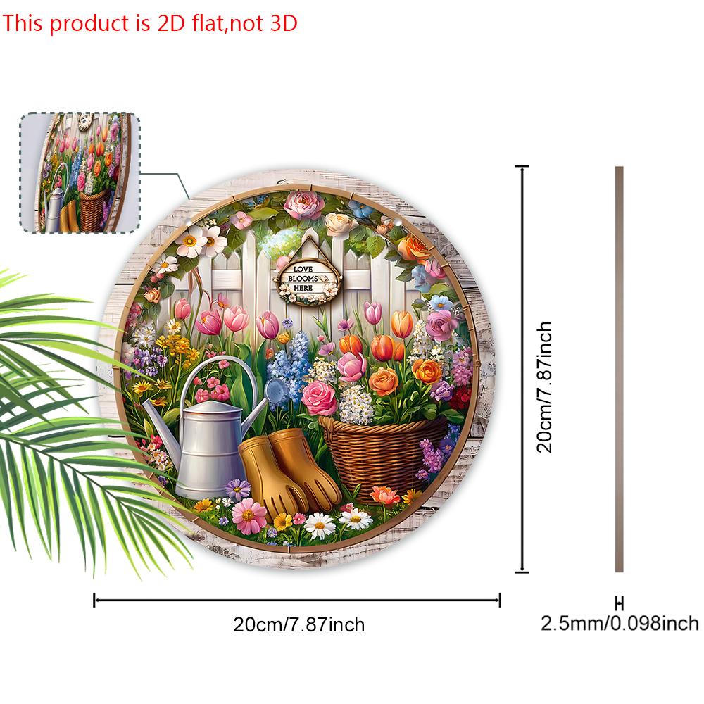 Wooden Sign with Blooming Flowers Pattern - Charming Round Ornament for Front Door, Wall, Yard Hanging Decor - Ideal Gift for Friend