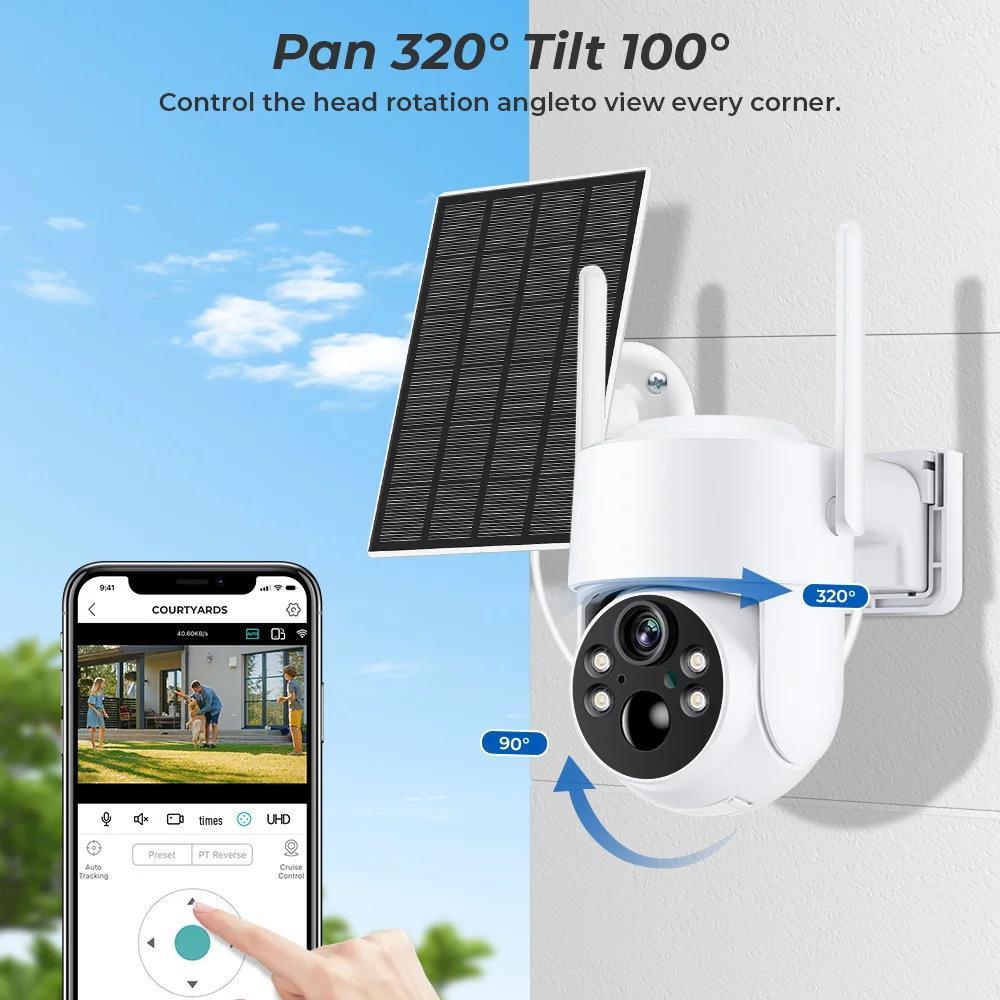 360° Solar-Powered Outdoor WiFi HD Surveillance Camera with Remote Monitoring & Waterproof Design