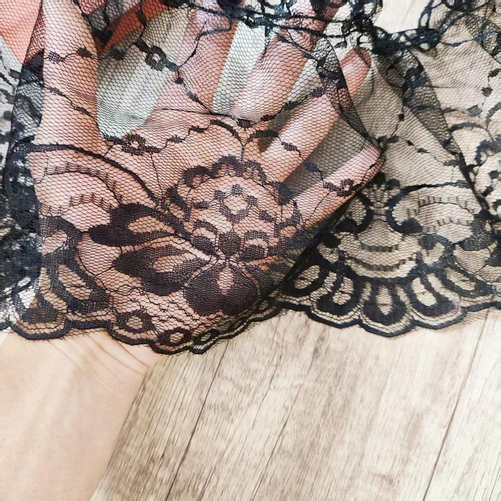 Renda Jacquard Preta de 16cm de Largura para Vestido de Banquete com Manga Sino DIY e Pijama Sexy