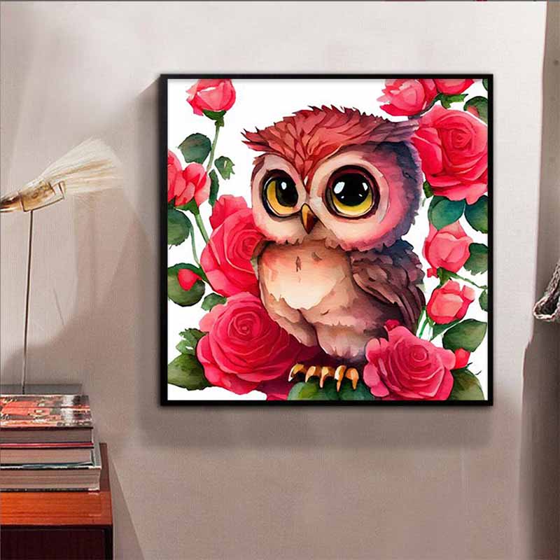 New Arrival 5D DIY Full Circle Diamond Painting "Painted Owl" Embroidery Cross Stitch Home Decor Gift