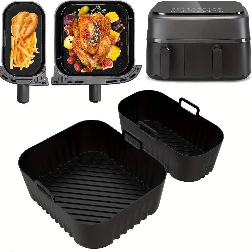 Reusable Dual Basket Baking Tray 6L/3L Air Fryer Silicone Pot Air Fryer Basket  Splash Guard Tool