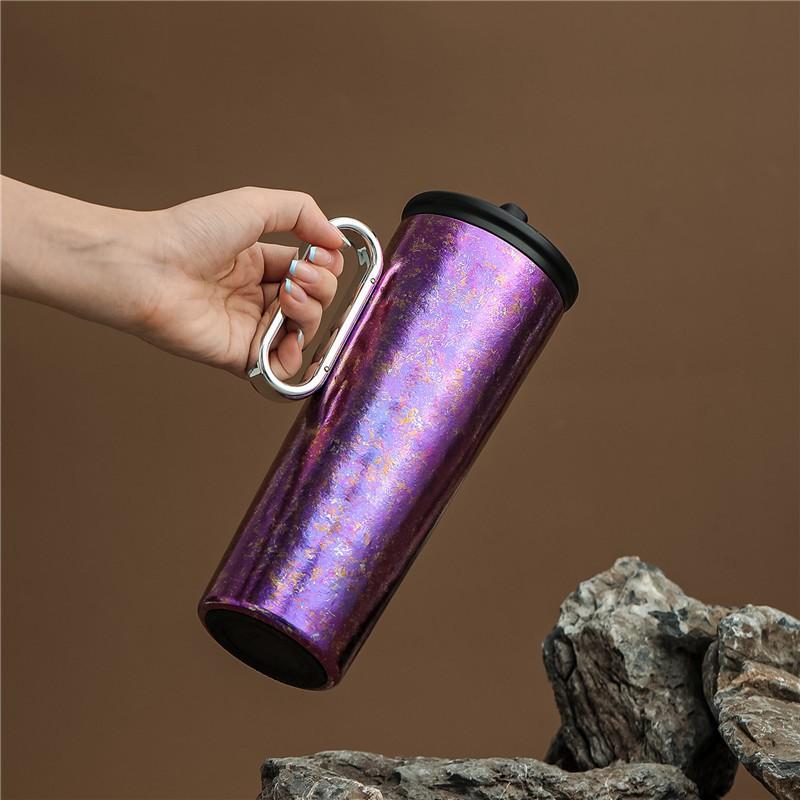 710ml Pure Titanium Vacuum Insulated Tumbler With Straw Handle Gift Cup Women Men Office Travel