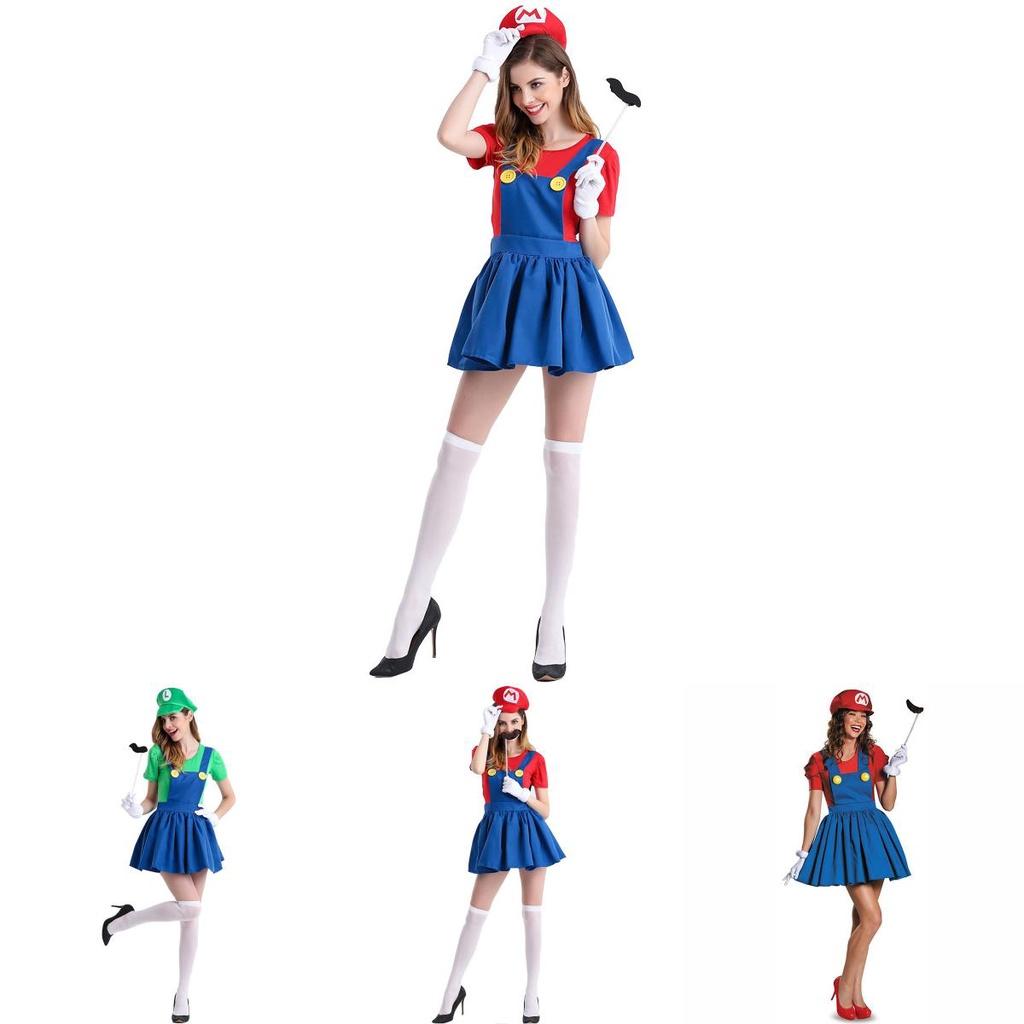 Women's Super Mario Bros Luigi Costume With Breathable Spandex And Exquisite Workmanship