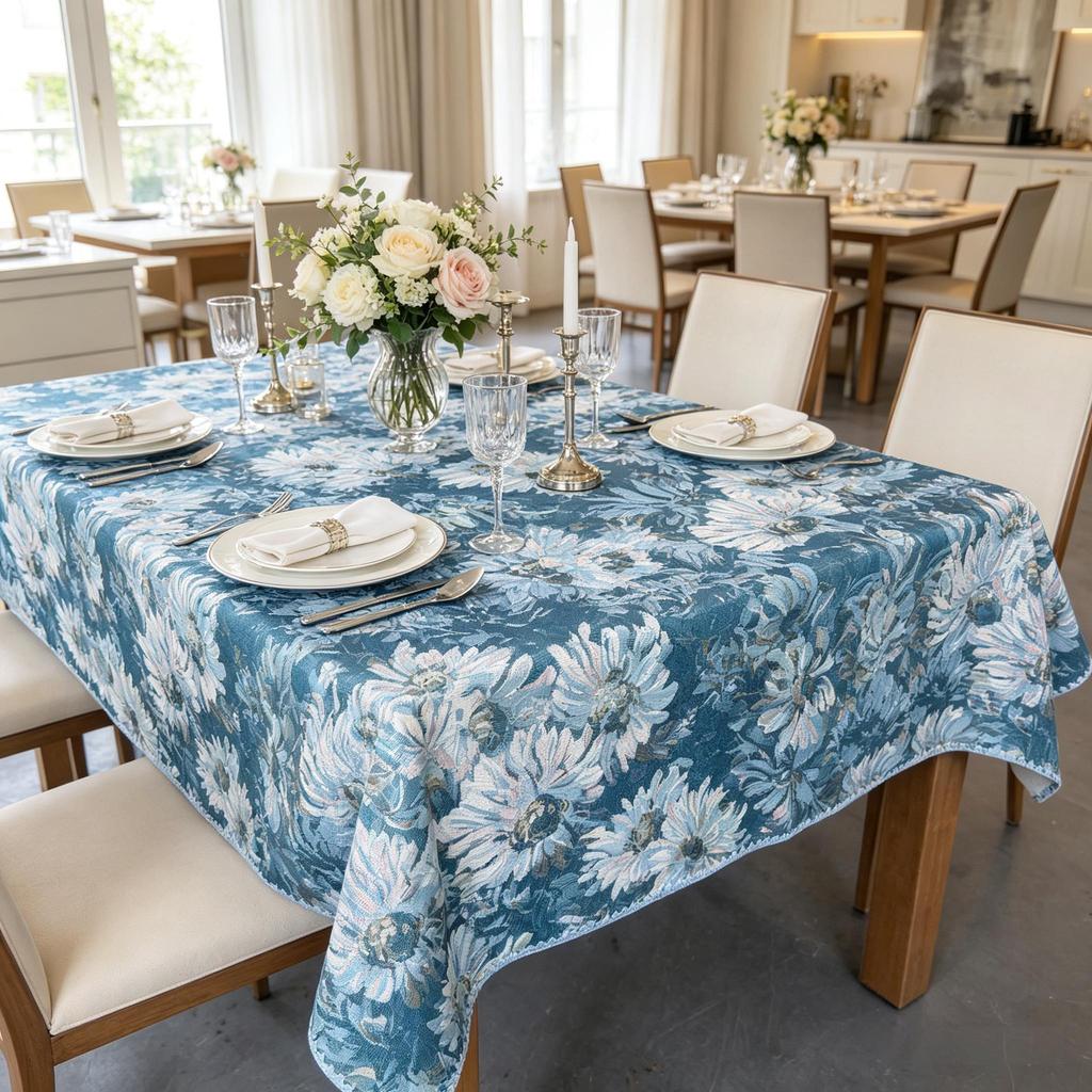 Home Kitchen Dining Party Use Durable Rectangle Washable Fabric Cotton Linen Tablecloth