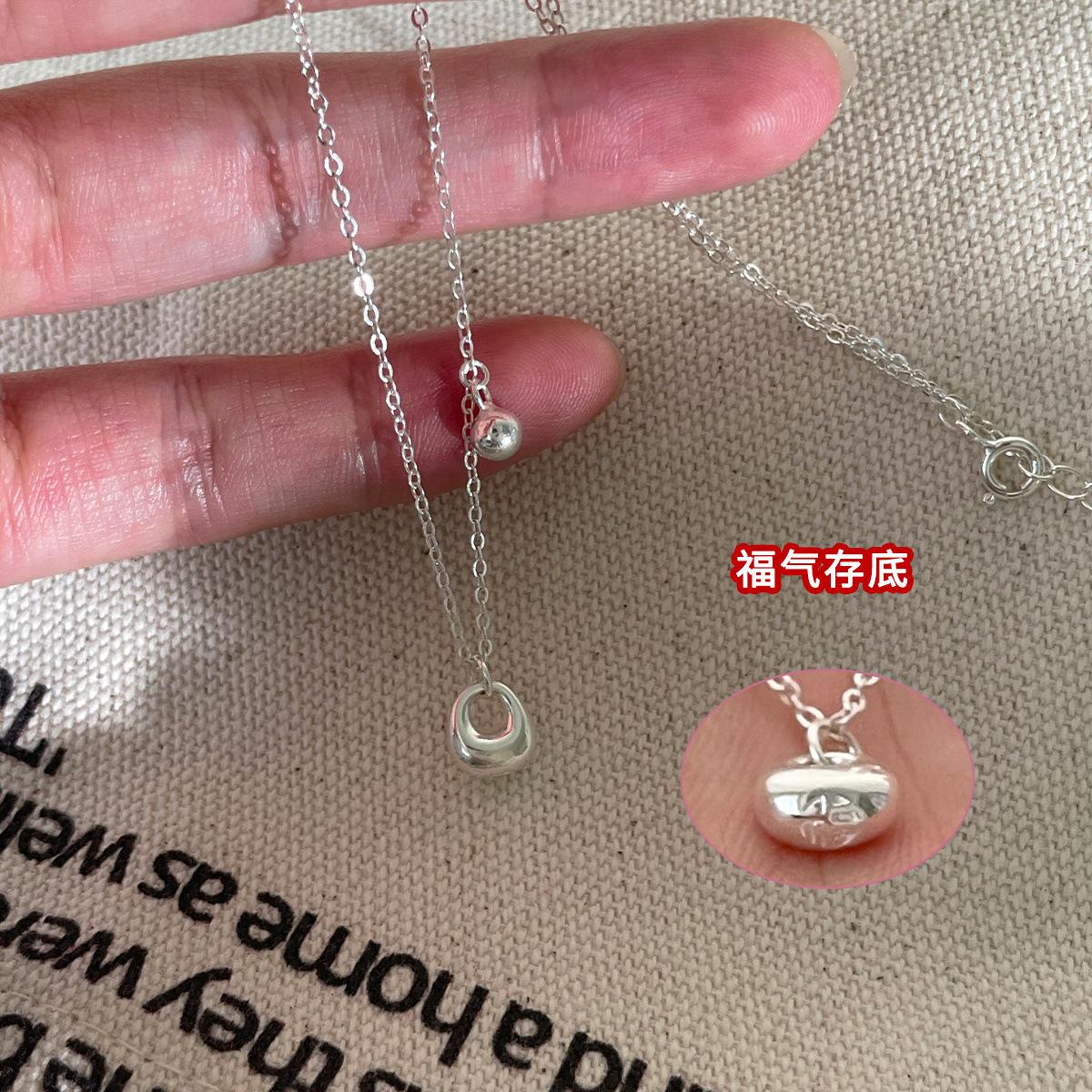 

Китайский антикварный стиль с шариком Bing маленькая счастливая сумка из стерлингового серебра ожерелье женская нишевая мода высокого класса цепочка на шею изысканная и универсальная 925 silver