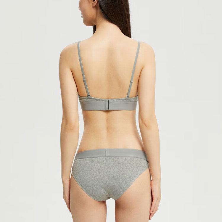 Calvin Klein Solid Double Gravity Strap Removable Padding Triangle Bra Women Underwear Gray QF6990-P7A