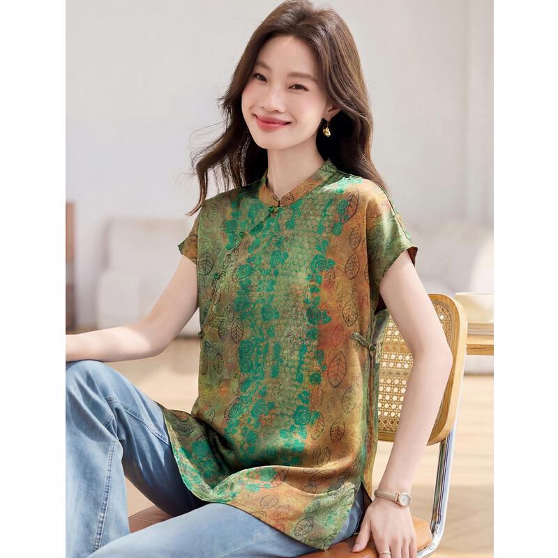 Otif Chinese Style Retro Print Blouse L
