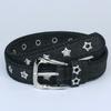 Adjustable Canvas Jeans Belt Pin Buckle Star Cutout Belt Vintage Hollow Eyelet Belt  Daily Outfit