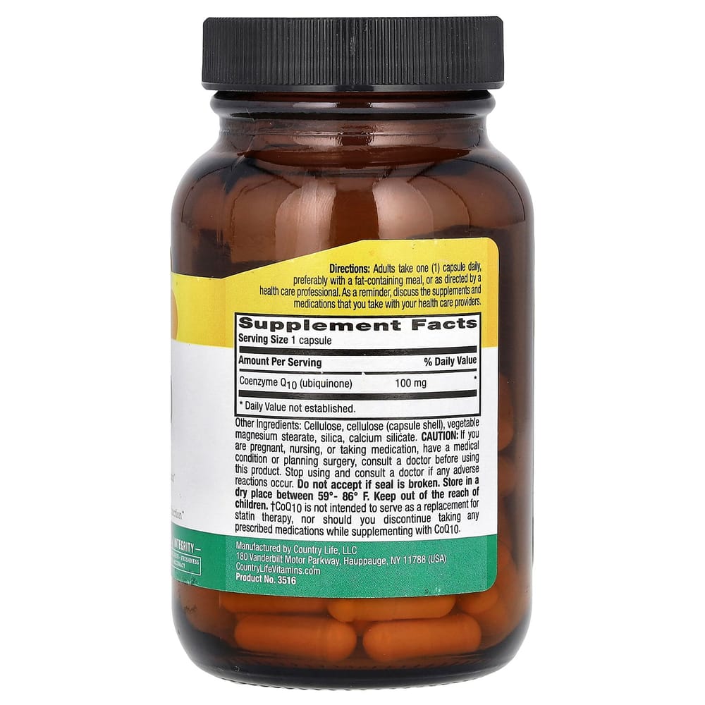 Country Life Vegan CoQ10 100mg Veggie Capsules, 60 Count