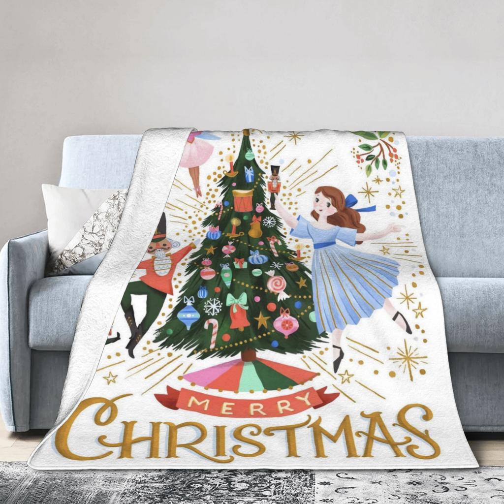 Christmas Nutcracker Flannel Blankets Spring  Soft Throw Blanket for Girls Boys Living Room Print Bedspread Sofa Bed Cover