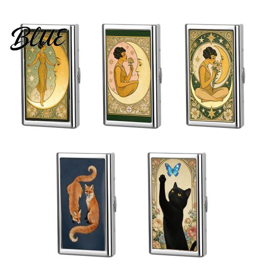 Men Card Box Vintage Style Case Slim Stainless Steel Holder Secure Snap Closure Fits Cash ID Business Cards Wallet for Women Pocket-sized