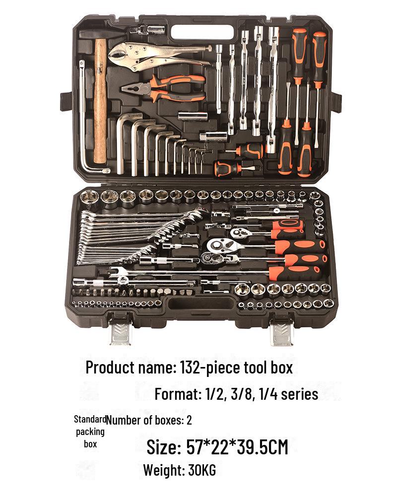 150-Piece Multi-Function Auto and Motorcycle Repair Tool Set with Socket Wrench Sleeve