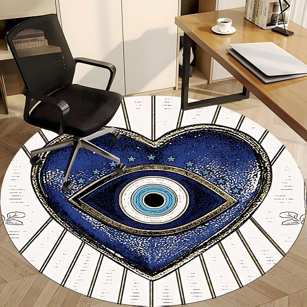1pc Heart Eye Office Round Area Rug,  Mat Suitable For Office, Under Office Chairs Bedroom Living Room Home Decor, Room Deco