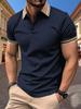Men's Casual Short‑Sleeve Polo Shirt Striped Collar Slim Fit Daily Tops