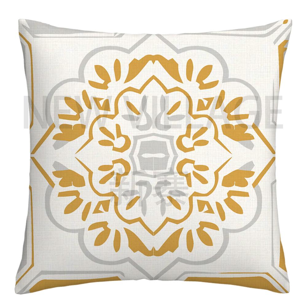 Yellow white geometric linen pillowcase sofa cushion cover home decoration can be customized for you 40x40 45x45 50x50 60x60