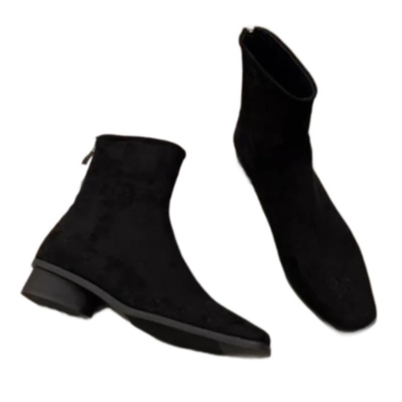 Fashion Women Short Suede Flats Heeled Boots Designer Classical Woman Shoes 2025 Fad New Trends Pumps Winter Chelsea Ankle Boots Mujer