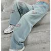 Girls' Jeans Spring and Autumn Children's Pants Women's Fashionable Wide Straight Leg Wide Leg Pants