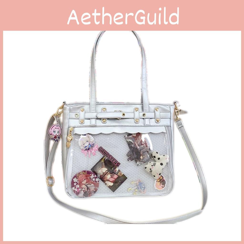 Heart Solid Color Shaped Decor Women Tote Bag With Compartment Transparent