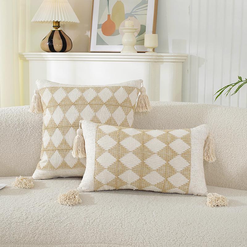 American Multicolor Jacquard Throw Pillow Cover for Sofa, Bed, Chair, and Car