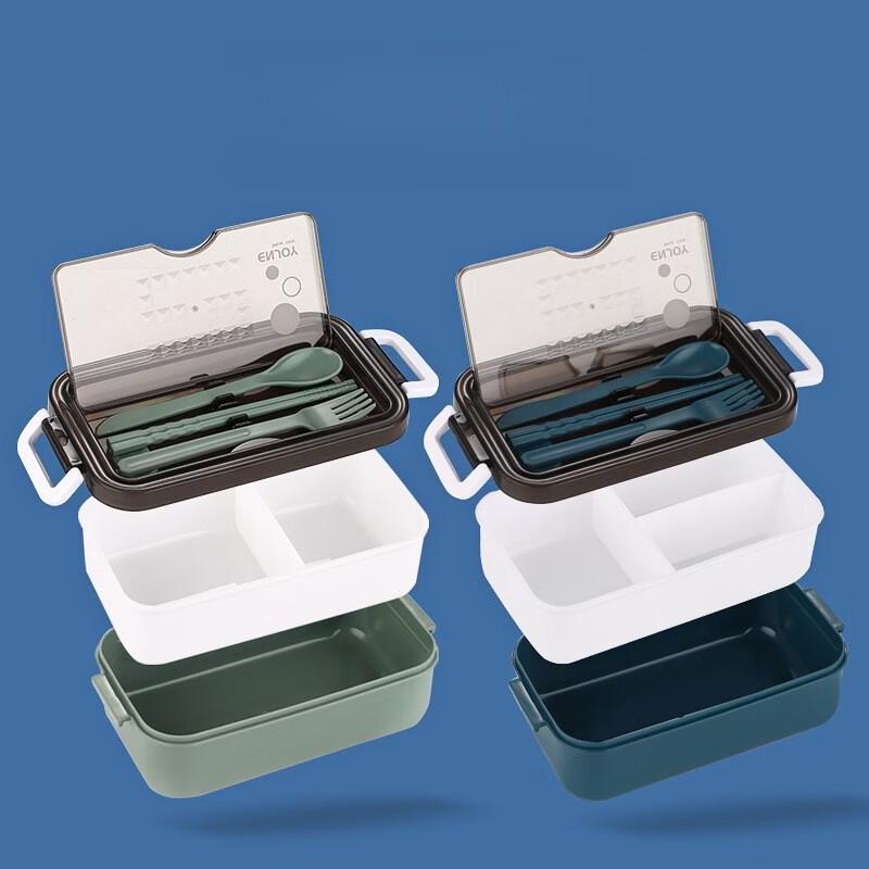 Portable Microwaveable Divided Bento Box with Cutlery