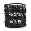 1 Mode-Armband Wikinger-Armband Für Männer Handgelenk-Armbänder Geflochtenes Totenkopf-Hand-Schmuckstück Verstellbares Leder-Set-Armband Für Leder