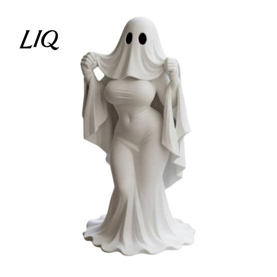Smooth Surface Collectible Ghost Lady Ornament, Durable PLA 3D Printing Halloween Figure, Mystery Girl Sculpture Full of Collectible, for Desktop