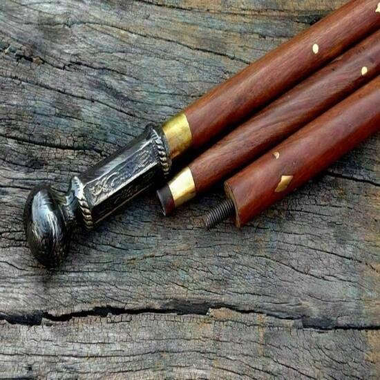 Messing Viktorianischer Griff Holz Vintage Stil Antik Designer Gehstock Spazierstock