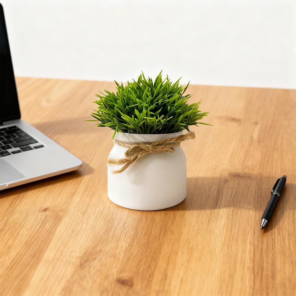 Artificial Plants in Hemisphere Pot Mini Potted Green Plants for Home Desk Decoration Indoor Outdoor Decor B2U3