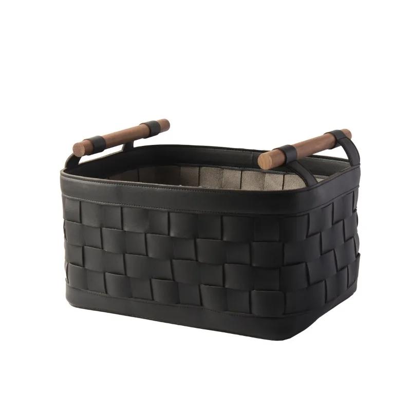 Creative Leather Storage Baskets Clothes Organizer Box Underwear Storage Case Book Baskets Make-up Casket Home Decoration Access