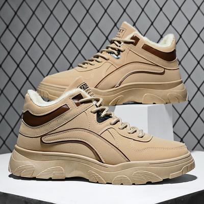 Winter Men's Shoes 2025 New High Top Casual Sports Shoes with Plush, Fashionable Thick Sole and Plush Warm Cotton Shoes