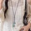 Summer Green Smudge Pendant Long Necklace Rope Women's Retro Decorative Sweater Chain Niche Neck Necklace