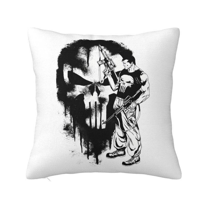 Custom Marvel Super Hero Punisher Skull Cushion Cover 40x40cm Comics Film Velvet Cute Throw Pillow Case for Sofa