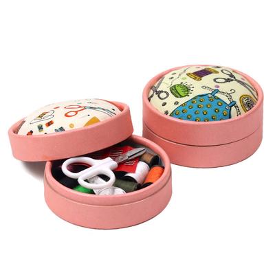 Home Travel Sewing Kit Box Circular Portable Mini Storage Box Needlework Threads Scissor Storage Boxes Set DIY Sewing Tool
