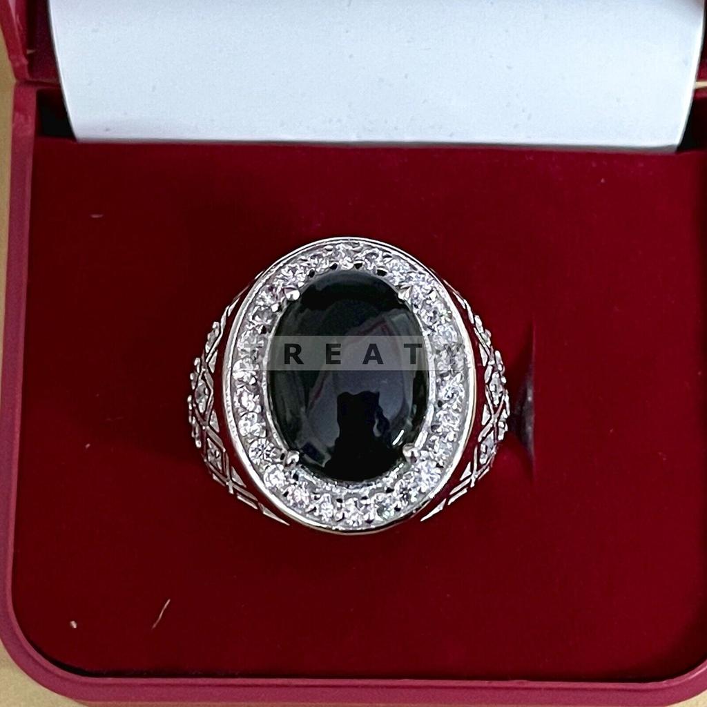 Black Onyx Oval Cut Gemstone With 925 Sterling Silver Ring For Men's #173 JL375723546864