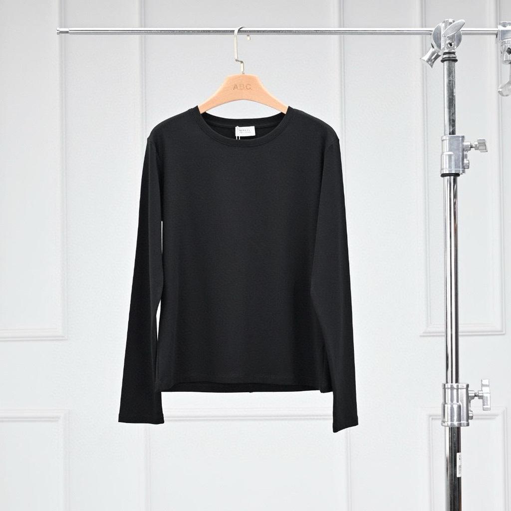 Warren Hailong Casual Black & White Cotton Round Neck Stretch Long Sleeve Base Layer Tee LST033