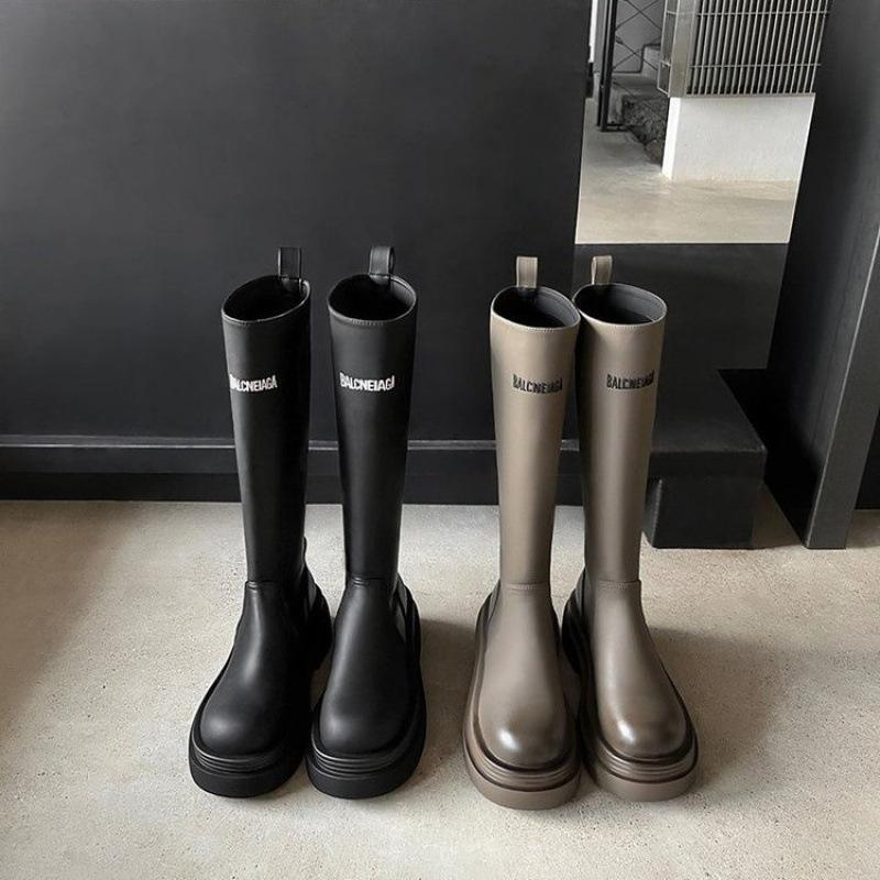 Paris same platform Martin boots versatile British style alphabet knight boots small man but knee height boots women