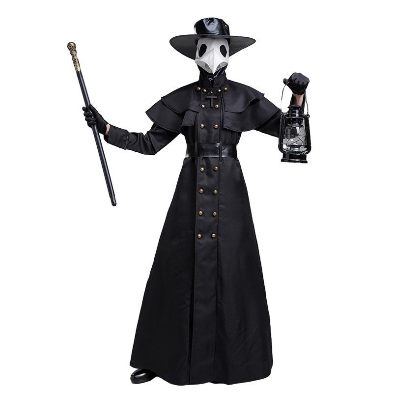 Halloween adult couple medieval steampunk wind plague doctor costume beak mask