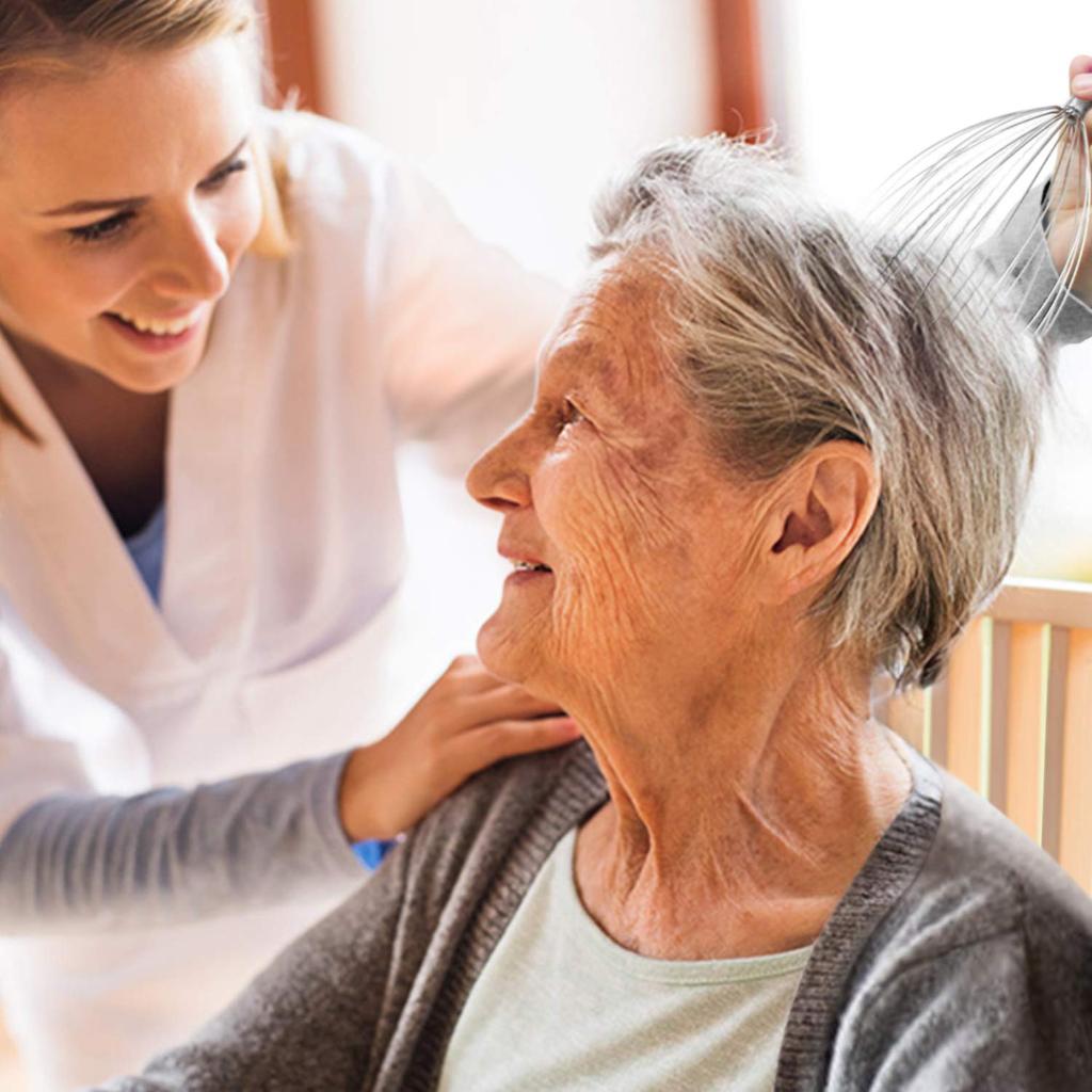 NICEMOVIC Scalp Head Massager, 2-Pack with 20 Fingers, Scalp Head Scratcher for Hair Stimulation and Body Relaxation (Silver & Silver)