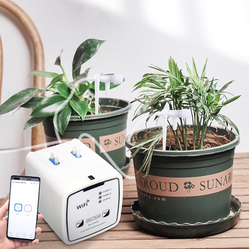 WIFI Intelligent Watering Device Double Pump Timed Automatic Drip Irrigation System Remote APPController For Garden Plant Flower
