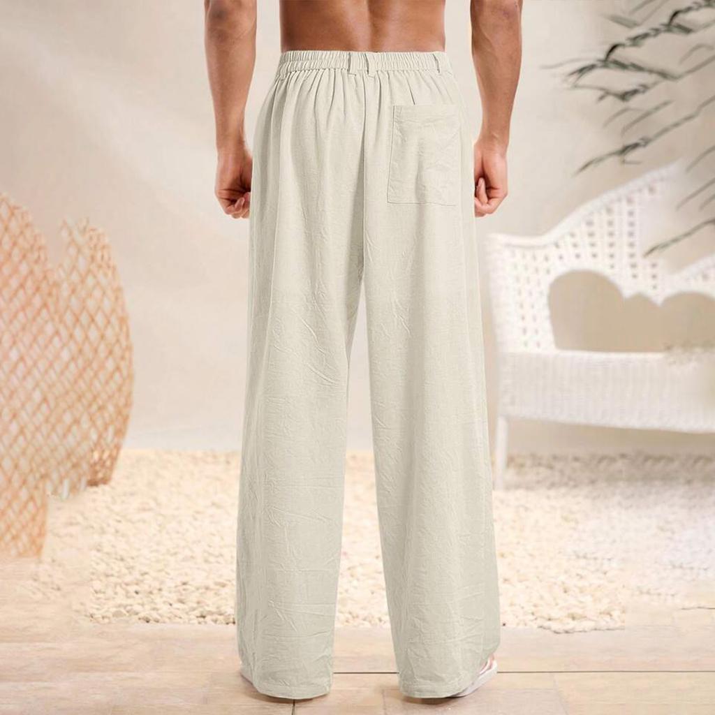 Men's Solid Color Cotton Linen Trousers Men's Casual Fashionable Cotton Linen Trousers