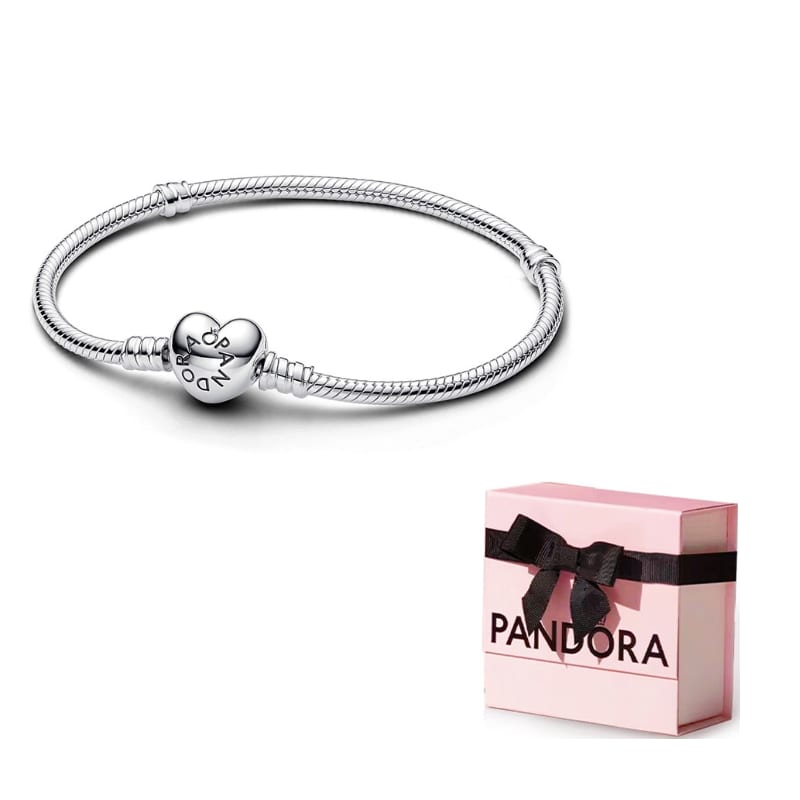 Pandora Moments Hjärtlås Ormkedja Armband Silver 590719
