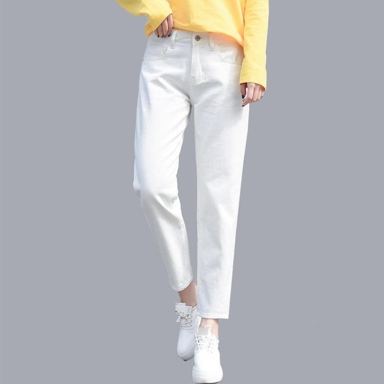 

Women Plus Size High Waist Harem Mom Jeans Black White Pants 25