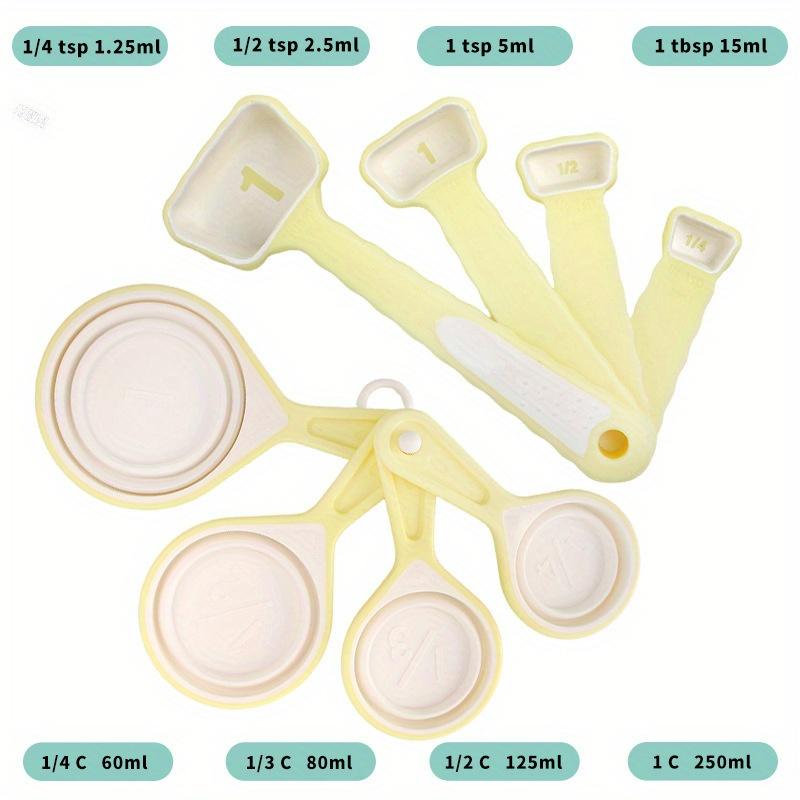 8pcs Collapsible Silicone Measuring Cup And Spoon Set, 4pcs Expandable Measuring Cup And Spoon Set, Food-Grade Baking Tools.