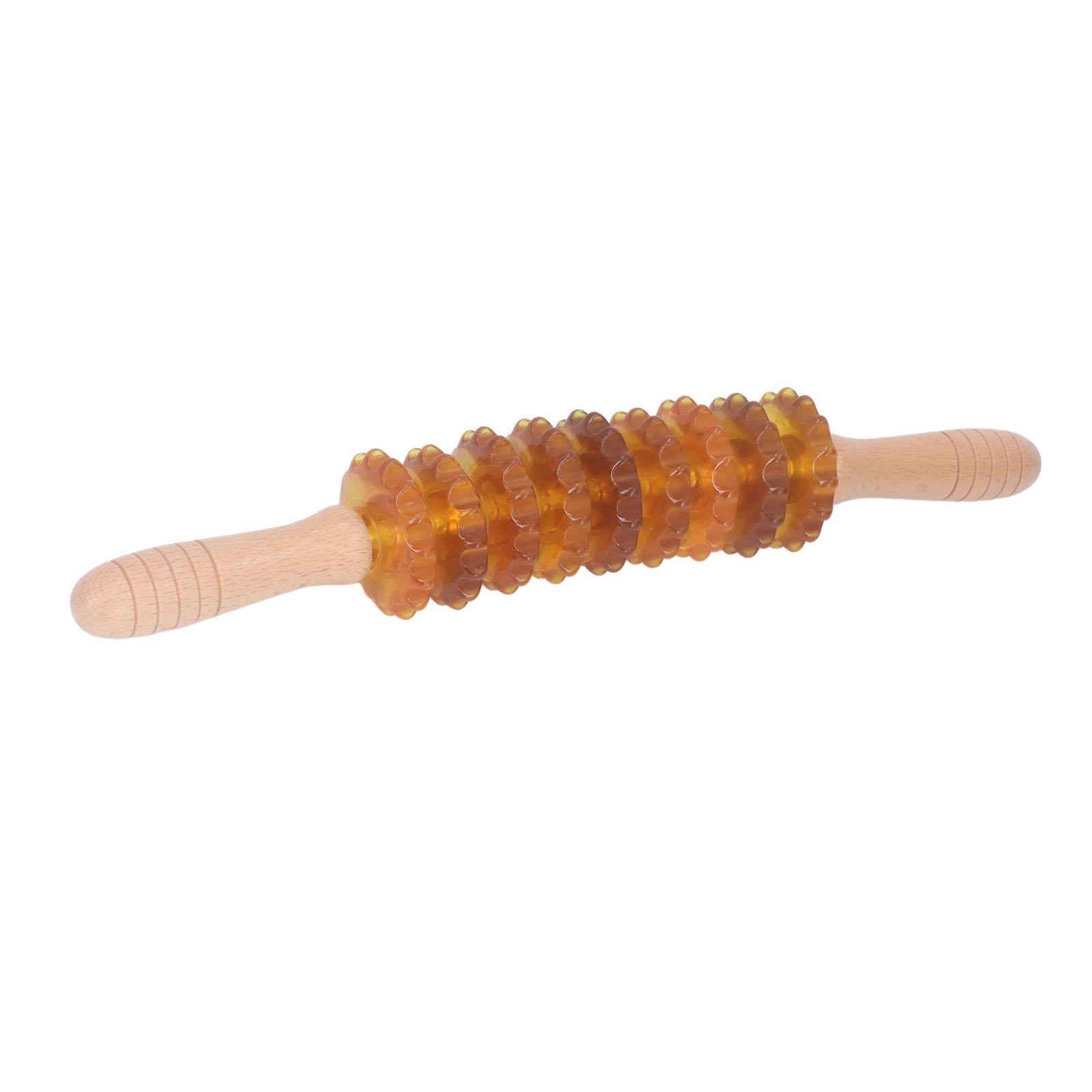 

9 Wheel Curved Massager Roller Stick Manual Wooden Therapy Muscle Tool for Lymphatic Drainage Cellulite Massage