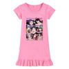 M1224 Kids Girls Sajaboys Kpop Rumi Zoey Mira Print Short Sleeves Ruffle Dress