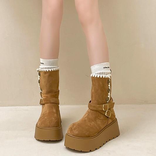 Fashion Two-wear Heightening Fashion Boots, Locomotive Cool Martin Boots, Women's Autumn and Winter Niche Simple Thick-soled Thin Short Boots