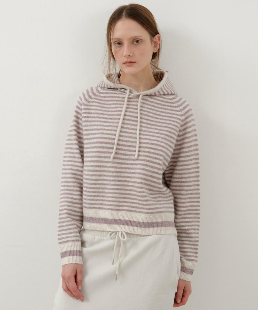 Wednesday Oasis For Woman Mellow Stripe Hooded Knit_Light Pink(Wc25-Kn76)